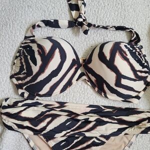 Victoria's Secret Black and Cream Zebra Bikini